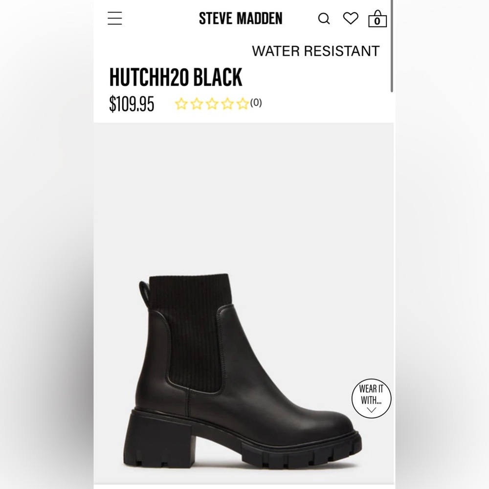 Steve Madden HUTCHH20 BLACK Water Resistant Boots